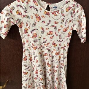 Old Navy Girls Size M (8) Floral Dress — Light Cream with Pink & Orange Blooms